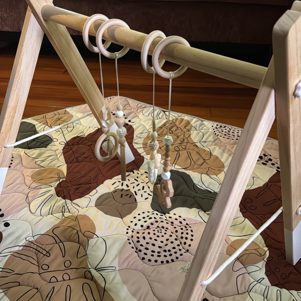 Wooden Baby Play Gym with Hanging Toys